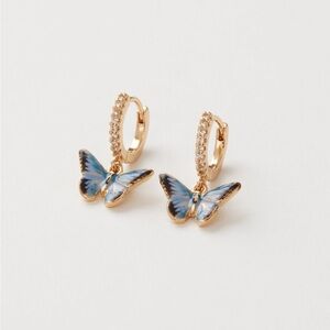 Enamel Blue Butterfly Huggie Earrings by Fable
